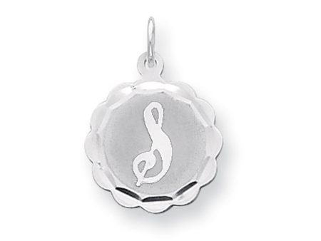 Sterling Silver, Sarah Collection 15mm Brocaded Disc Initial S Pendant For Cheap