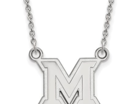 10k White Gold Miami U Small Initial M Pendant Necklace Sale