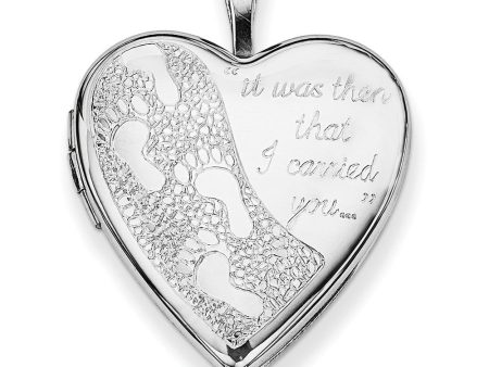 Sterling Silver 20mm Footprints Engraved Heart Locket Discount