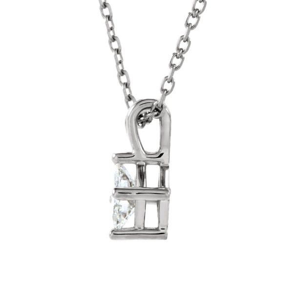 1 4 Ct Princess Diamond Solitaire Necklace in 14k White Gold, 18 Inch Online now