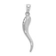 14k Yellow or White Gold Satin & D C Italian Horn Pendant, 5 x 30mm For Sale