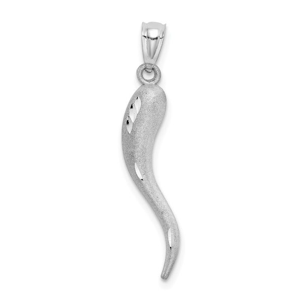 14k Yellow or White Gold Satin & D C Italian Horn Pendant, 5 x 30mm For Sale