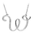 1 6 Ctw Diamond Sterling Silver Medium Script Initial W Necklace, 16in Cheap