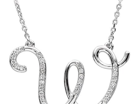 1 6 Ctw Diamond Sterling Silver Medium Script Initial W Necklace, 16in Cheap