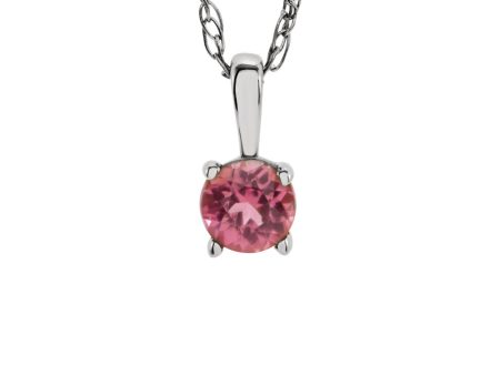 Youth 3mm Round Pink Tourmaline Necklace in 14k White Gold, 14 Inch For Sale