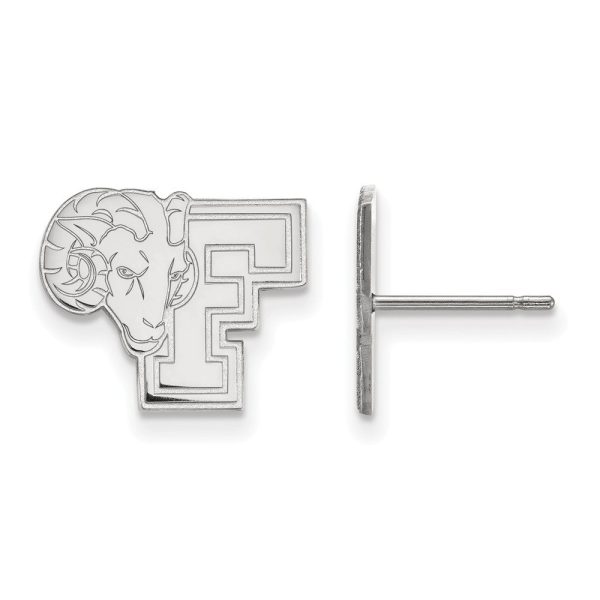 10k White Gold Fordham University Small Post Earrings Supply