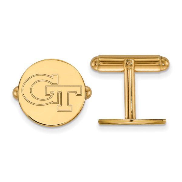 14k Gold Plated Silver Georgia Technology Cuff Links For Sale