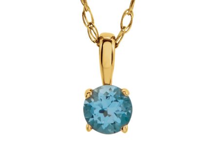 Youth 3mm Round Swiss Blue Topaz Necklace in 14k Yellow Gold, 14 Inch Fashion