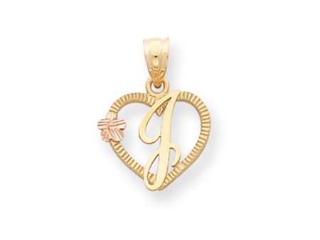 14k Two Tone Gold Grace Collection 15mm Heart Initial J Pendant Cheap