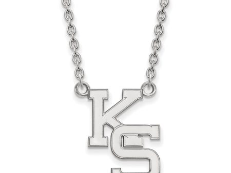 10k White Gold Kansas State Large Pendant Necklace For Sale