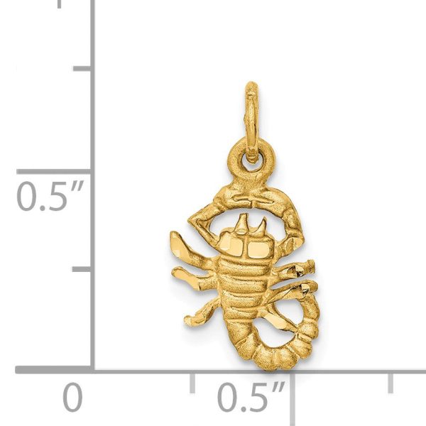 14k Yellow Gold Scorpio the Scorpion Zodiac Satin & Diamond Cut Charm Sale