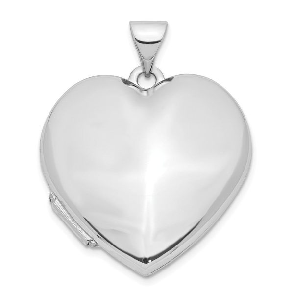 14k White Gold 21mm Polished Domed Heart Locket Online Sale