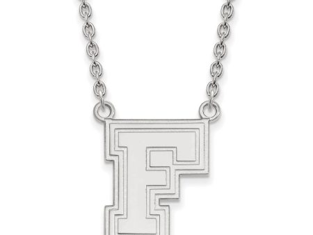 10k White Gold Fordham U Large Pendant Necklace For Cheap