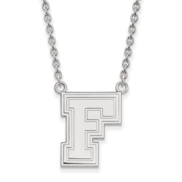 10k White Gold Fordham U Large Pendant Necklace For Cheap