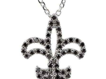 1 4 cttw Black Diamond Fleur-De-Lis Necklace in 14k White Gold Online now