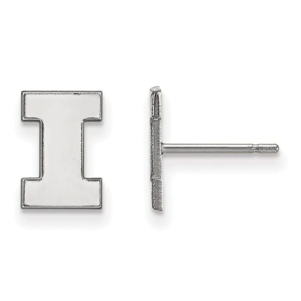 10k White Gold University of Illinois XS (Tiny)  I  Post Earrings Fashion