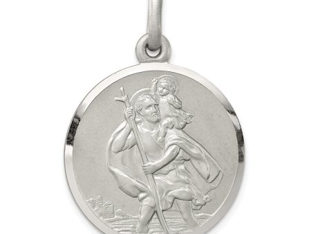 Sterling Silver Satin & Polished St. Christopher Medal Pendant Online