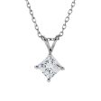 1 2 Ct Princess Diamond Solitaire Necklace in 14k White Gold, 18 Inch Online Sale