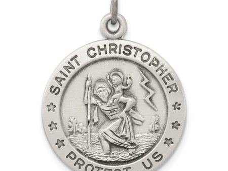 Sterling Silver Round St. Christopher Medal Pendant, 20mm (3 4 Inch) Cheap