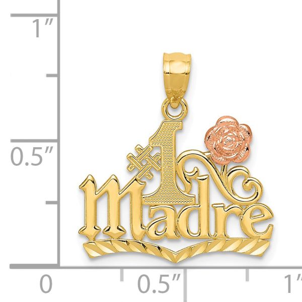 14k Yellow Gold and Rose Gold #1 Madre Pendant, 19mm Fashion