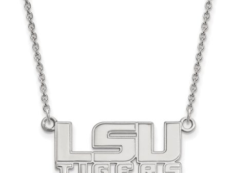 10k White Gold Louisiana State Small  LSU  Tiger Pendant Necklace Online Sale