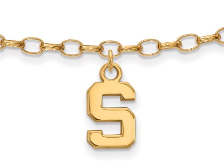 14k Gold Plated Silver Michigan State University Anklet, 9 Inch Online now