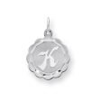 Sterling Silver, Sarah Collection 15mm Brocaded Disc Initial K Pendant For Discount