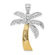 14k White and Yellow Gold, Two Tone Textured Palm Tree Pendant Online