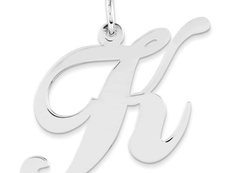 Sterling Silver, Ella Collection, LG Fancy Script Initial K Pendant Online