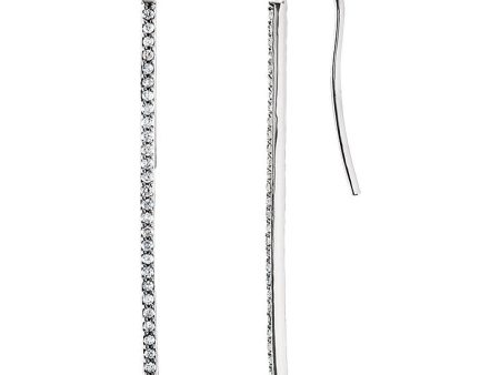 1.8 x 36mm Platinum 1 4 CTW (G-H, I2-I3) Diamond Vertical Bar Earrings Online Hot Sale