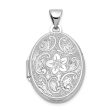 14k White Gold 21mm Scrolled Floral Locket For Cheap