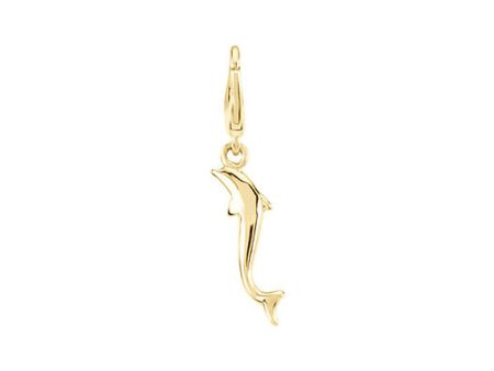 17mm Polished Dolphin Clip-On Charm in 14k Yellow Gold on Sale