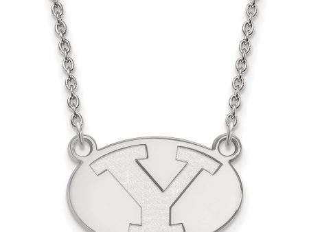 10k White Gold Brigham Young U Small Initial Y Pendant Necklace For Sale