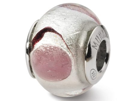 White Lavender Black Murano Glass & Sterling Silver Bead Charm, 14mm on Sale