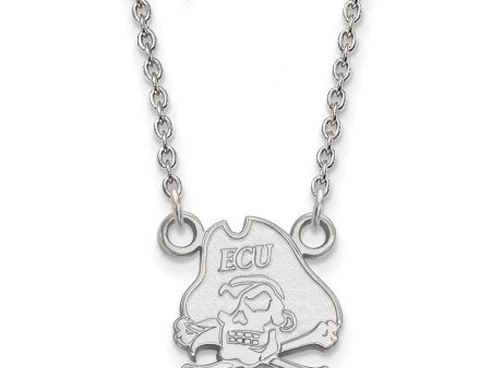 10k White Gold East Carolina U Small Pirate Pendant Necklace on Sale