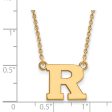 14k Yellow Gold Rutgers Small Initial R Pendant Necklace For Cheap