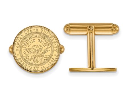 14k Gold Plated Silver Kansas State University Crest Cuff Links Online Sale