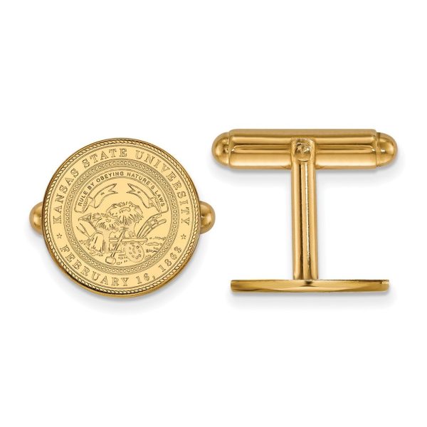 14k Gold Plated Silver Kansas State University Crest Cuff Links Online Sale