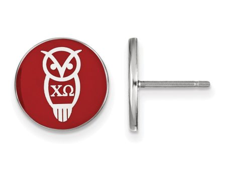 Sterling Silver Chi Omega Enamel Mascot Post Earrings Online now