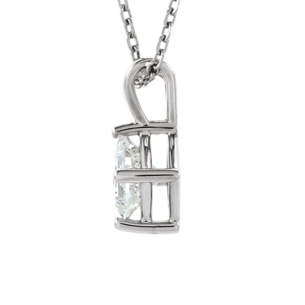 1 2 Ct Princess Diamond Solitaire Necklace in 14k White Gold, 18 Inch Online Sale