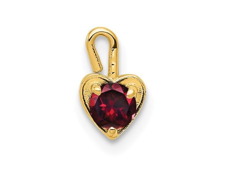 Jul Synthetic Ruby 14k Yellow Gold Heart Pendant Enhancer, 5mm Discount