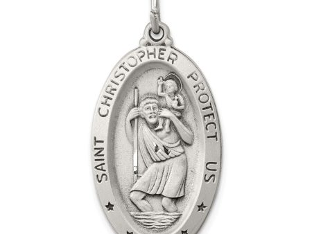 Sterling Silver Oval St. Christopher Medal Pendant For Discount