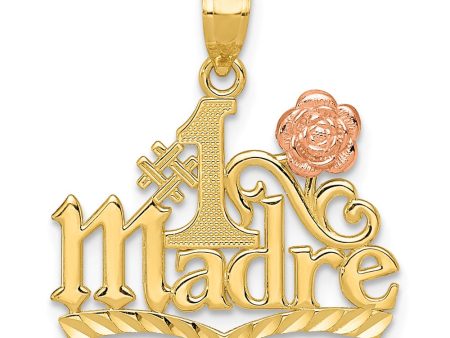 14k Yellow Gold and Rose Gold #1 Madre Pendant, 19mm Fashion