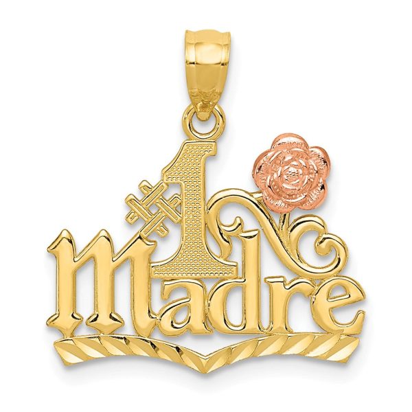 14k Yellow Gold and Rose Gold #1 Madre Pendant, 19mm Fashion