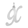 Sterling Silver, Ella Collection, LG Fancy Script Initial X Pendant Discount