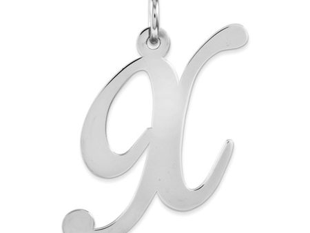 Sterling Silver, Ella Collection, LG Fancy Script Initial X Pendant Discount