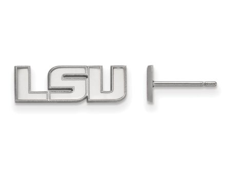 10k White Gold Louisiana State University XS (Tiny) LSU Post Earrings For Discount