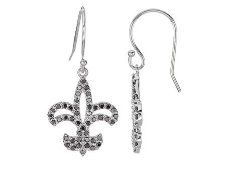 1 2 cttw Black Diamond Fleur-De-Lis Earrings in 14k White Gold Cheap