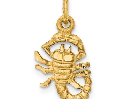 14k Yellow Gold Scorpio the Scorpion Zodiac Satin & Diamond Cut Charm Sale