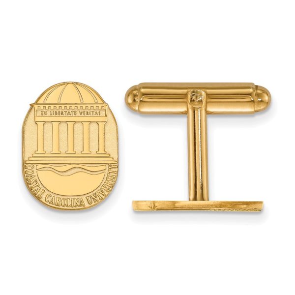 14k Gold Plated Silver Coastal Carolina Univer. Crest Cuff Links Discount